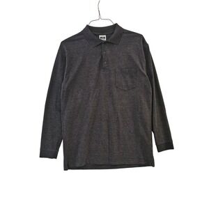 James Nicholson Men's Dark Charcoal Long Sleeve Polo Pique Shirt Size L JN029